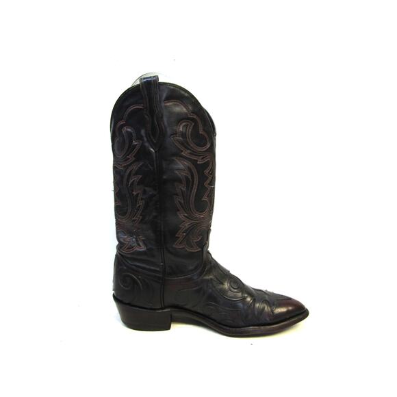 J CHISHOLM Mens Size 9.5 D Black Red Leather Cowboy Western Boots main image 8